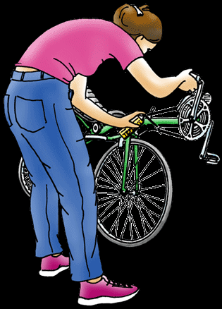 Tekening onderhoud van een fietsketting.